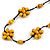 Stunning Yellow Wood Flower Black Cotton Cord Long Necklace - 90cm L - view 4