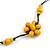 Stunning Yellow Wood Flower Black Cotton Cord Long Necklace - 90cm L - view 5