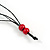 Stunning Red Wood Flower Black Cotton Cord Long Necklace - 90cm L - view 6