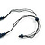 Stunning Dark Blue Wood Flower Black Cotton Cord Long Necklace - 90cm L - view 6