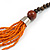 Statement Multistrand Orange Glass Bead, Brown Wood Bead Necklace - 110cm L - view 5