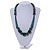Statement Geometric Teal Wood Bead Necklace - 60cm Long - view 2
