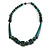 Statement Geometric Teal Wood Bead Necklace - 60cm Long - view 3