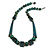 Statement Geometric Teal Wood Bead Necklace - 60cm Long