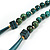 Statement Geometric Teal Wood Bead Necklace - 60cm Long - view 5