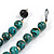 Statement Geometric Teal Wood Bead Necklace - 60cm Long - view 6