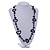 Dark Blue Round and Oval Wooden Bead Cotton Cord Necklace - 80cm Long - view 2