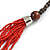 Statement Multistrand Bright Red Glass Bead, Brown Wood Bead Necklace - 110cm L - view 4