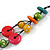 2 Strand Multicoloured Wood Bead Black Cord Necklace - 78cm Long - view 5