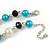 Glass, Resin, Faux Pearl Bead Necklace with Silver Tone Closure (Blue/ Cream/ Black) - 66cm L/ 5cm Ext - view 5