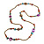 Multicoloured Glass and Shell Beaded Long Necklace - 110cm Long