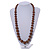 Light Brown/ Natural Wood Bead Necklace - 74cm Long - view 2