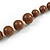 Light Brown/ Natural Wood Bead Necklace - 74cm Long - view 5