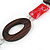Geometric Wood and Acrylic Bead Black Faux Leather Cord Necklace (Brown, White, Red) - 68cm L - view 5