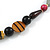 Chunky Geometric Wooden Bead Necklace (Black, Brown, Red) - 70cm L - view 3