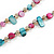 Long Teal, Magenta Shell/ Light Beige Glass Crystal Bead Necklace - 115cm L - view 5