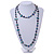 Long Teal, Dark Blue Shell/ Transparent Glass Crystal Bead Necklace - 122cm L - view 2