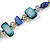 Long Teal, Dark Blue Shell/ Transparent Glass Crystal Bead Necklace - 122cm L - view 3