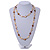 Long Shell, Crystal Bead Necklace in Yellow/ Brown - 116cm L - view 2