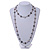 Long Shell, Crystal Bead Necklace in Light Grey - 116cm L - view 2