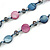 Long Shell, Crystal Bead Necklace in Midnight Blue/ Magenta - 116cm L - view 3