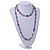 Long Shell, Crystal Bead Necklace in Midnight Blue/ Magenta - 116cm L - view 2