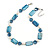 Grayish-blue Glass Bead, Sea Blue Shell, Cream Freshwater Pearl Necklace with Silver Tone Closure - 44cm L/ 5cm Ext
