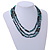 3 Strand Layered Glass/ Shell Bead Necklace In Malachite Green/ Emerald Green with Silver Tone Closure - 50cm L/ 6cm Ext - view 2