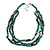 3 Strand Layered Glass/ Shell Bead Necklace In Malachite Green/ Emerald Green with Silver Tone Closure - 50cm L/ 6cm Ext - view 3