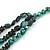 3 Strand Layered Glass/ Shell Bead Necklace In Malachite Green/ Emerald Green with Silver Tone Closure - 50cm L/ 6cm Ext - view 5
