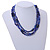 3 Strand Layered Glass/ Shell Bead Necklace In Dark Blue/ Violet Blue with Silver Tone Closure - 50cm L/ 6cm Ext - view 2