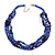 3 Strand Layered Glass/ Shell Bead Necklace In Dark Blue/ Violet Blue with Silver Tone Closure - 50cm L/ 6cm Ext - view 3