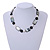 Black Glass Bead, Grey Shell, Cream Freshwater Pearl Necklace with Silver Tone Closure - 44cm L/ 5cm Ext - view 2
