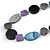 Dark Grey Glass Bead, Blue/ Black/ Purple Shell Necklace with Silver Tone Closure - 50cm L/ 4cm Ext - view 4