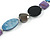 Dark Grey Glass Bead, Blue/ Black/ Purple Shell Necklace with Silver Tone Closure - 50cm L/ 4cm Ext - view 5