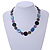 Dark Grey Glass Bead, Blue/ Black/ Purple Shell Necklace with Silver Tone Closure - 50cm L/ 4cm Ext - view 2