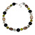 Light Grey Glass Bead, Lime Green/ Black/ Grey Shell Necklace with Silver Tone Closure - 50cm L/ 4cm Ext - view 3