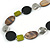 Light Grey Glass Bead, Lime Green/ Black/ Grey Shell Necklace with Silver Tone Closure - 50cm L/ 4cm Ext - view 4