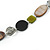 Light Grey Glass Bead, Lime Green/ Black/ Grey Shell Necklace with Silver Tone Closure - 50cm L/ 4cm Ext - view 5
