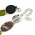 Light Grey Glass Bead, Lime Green/ Black/ Grey Shell Necklace with Silver Tone Closure - 50cm L/ 4cm Ext - view 6