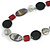 Light Grey Glass Bead, Ox Blood/ Black/ Grey Shell Necklace with Silver Tone Closure - 50cm L/ 4cm Ext - view 4