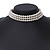 3 Row White Faux Glass Pearl Rigid Choker Necklace with Crystal Bar Detailing In Silver Tone - 36cm L/ 5cm Ext - view 7