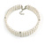 3 Row White Faux Glass Pearl Rigid Choker Necklace with Crystal Bar Detailing In Silver Tone - 36cm L/ 5cm Ext - view 10
