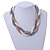 Statement Beige/ Grey/ White Glass Bead Plaited Necklace with Silver Closure - 44cm L/ 6cm Ext - view 2