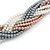 Statement Beige/ Grey/ White Glass Bead Plaited Necklace with Silver Closure - 44cm L/ 6cm Ext - view 4