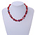 Stunning Glass and Agate Bead Necklace In Red with Silver Tone Closure - 42cm L/ 6cm Ext - view 2