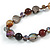 Stunning Glass and Agate Bead Necklace with Silver Tone Closure (Brown, Grey, Purple) - 42cm L/ 6cm Ext - view 4