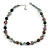 Stunning Glass and Agate Bead Necklace with Silver Tone Closure (Grey, Olive, Green) - 42cm L/ 6cm Ext - view 3