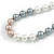 10mm Classic Beige/ White/ Grey Glass Bead Necklace with Silver Tone Closure - 44cm L/ 6cm Ext - view 4