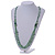 Statement Long Multistrand Glass and Semiprecious Stone Necklace In Jade Green - 90cm L - view 2